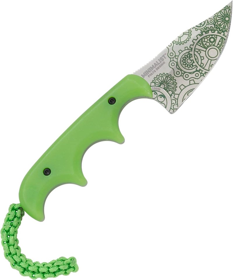 CRKT Minimalist Bowie Gears EDC Knife: Compact Everyday Carry Fixed Blade, Folts Utility Knife with Satin finish, Resin Infused Fiber Handle, and Glow-in-the-dark Sheath 2387G - Image 2